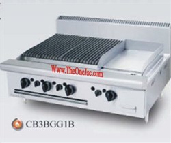 Nướng than đá + chiên bề mặt, gas